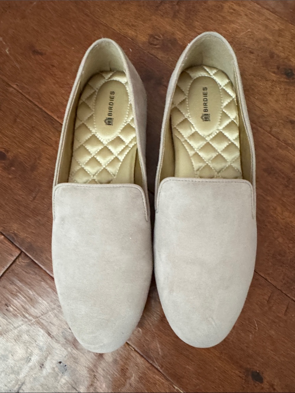 Birdies Taupe Suede Slip-On Loafers for Women